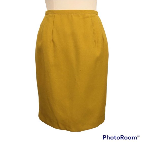 Harve Benard Vintage Yellow Wool Pencil Skirt,‎ Knee Length, size 4, 26 waist - Picture 1 of 9